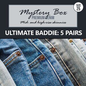 🌪️ SIZE 25 PREMIUM DENIM MYSTERY BOX: THE ULTIMATE BADDIE (5 PAIRS)